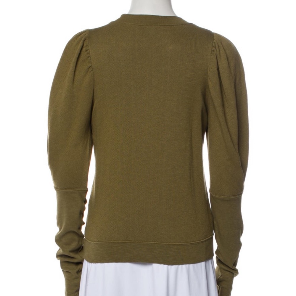 ULLA JOHNSON GREEN PUFF SLEEVE SWEATSHIRT. Size small.